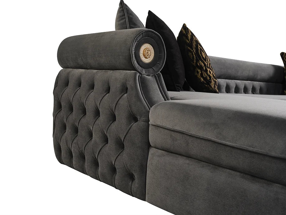 BROOKLYN SECTIONAL GREY WITH OTTOMAN