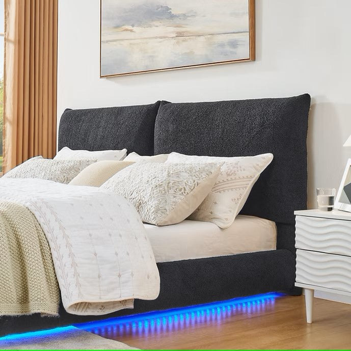 B200 ZIMA GREY PLATFORM BED WITH LED LIGHTS AVAILABLE IN QUEEN AND KING SIZES