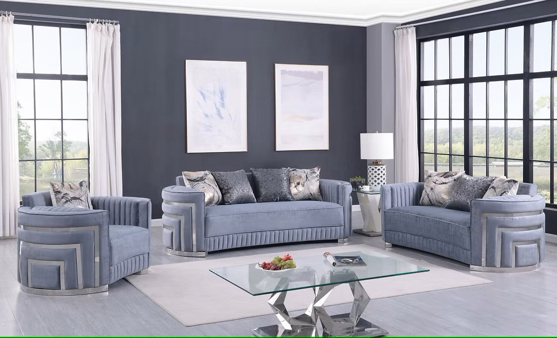S3300 MINERVA GREY LIVING ROOM SET AVAILABLE AS 2 PIECE OR 3 PIECE SET