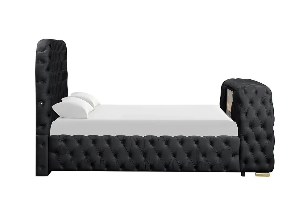 B8010 ROYAL BLACK BED AVAILABLE IN QUEEN AND KING SIZES