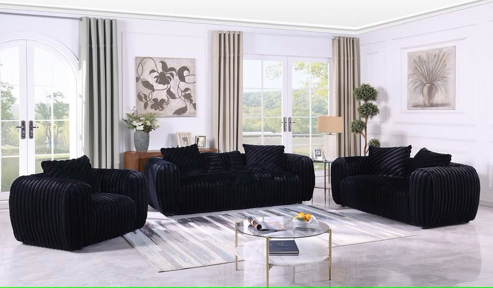 S8809 ELI BLACK LIVING ROOM SET AVAILABLE AS 2 PIECE AND 3 PIECE SET