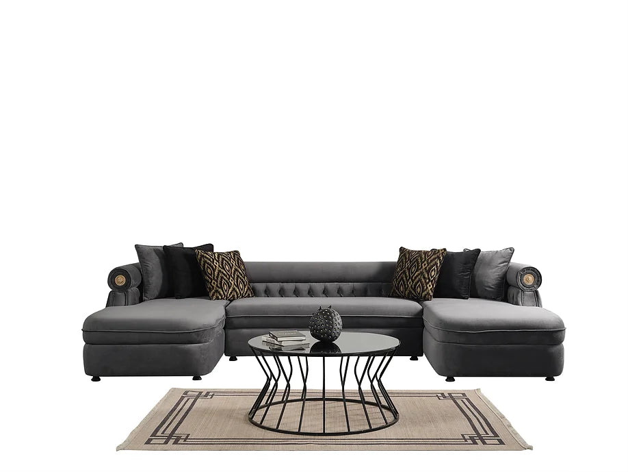 BROOKLYN SECTIONAL GREY WITH OTTOMAN