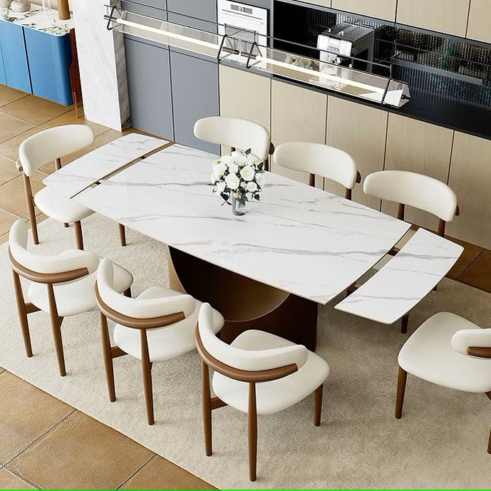 AMAN GLOSSY WHITE 71"-95" DINING TABLE AN 6 CHAIRS - EXTRA CHAIRS CAN BE PURCHASED SEPERATELY