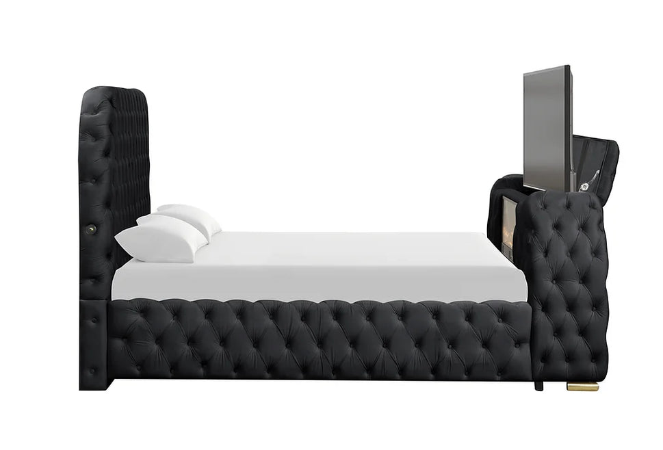 B8010 ROYAL BLACK BED AVAILABLE IN QUEEN AND KING SIZES