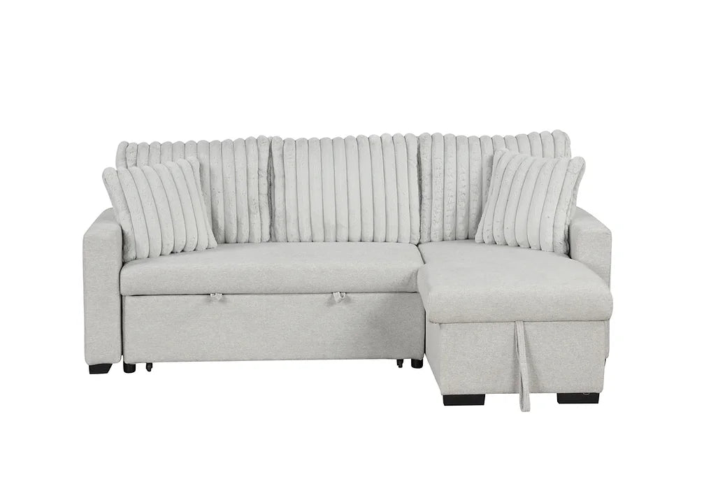 S8670 NORI GREY SECTIONAL WITH PULL-OUT BED AND STORAGE CHAISE