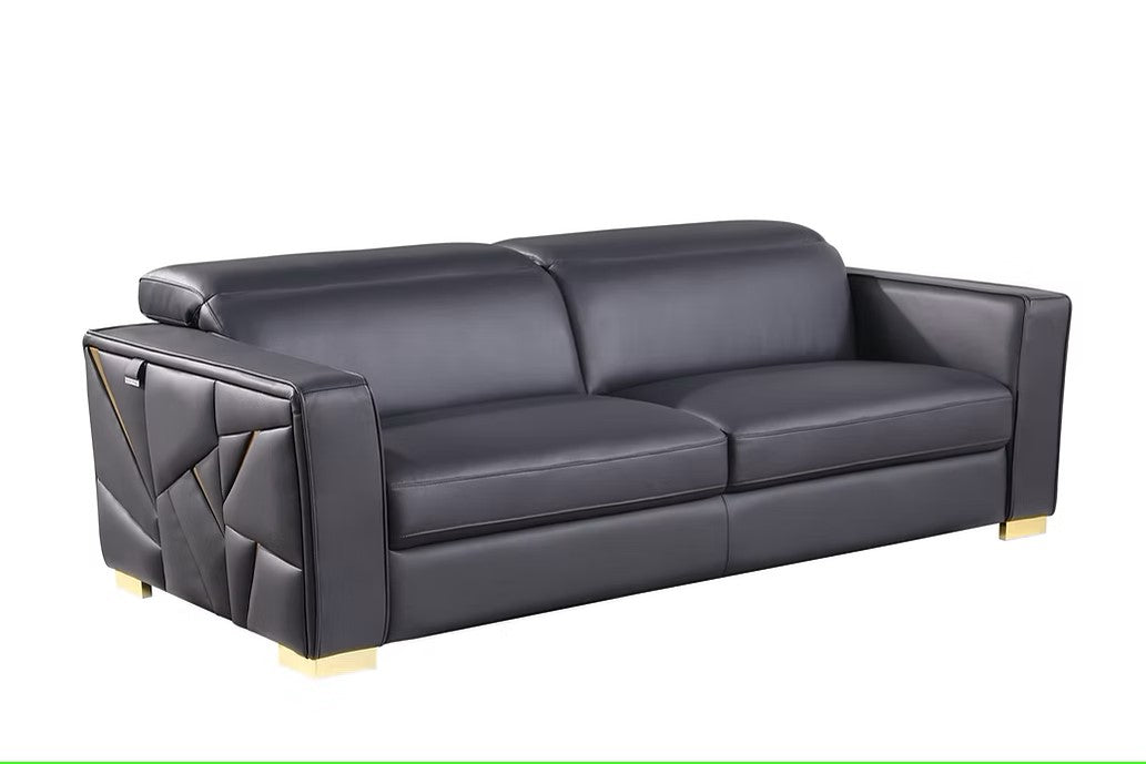 MI-1240 ASTRA DARK NAVY ITALIAN LEATHER LIVING ROOM SET AVAILABLE AS 2 PIECE OR 3 PIECE SET