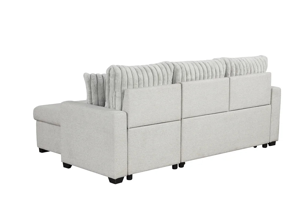 S8670 NORI GREY SECTIONAL WITH PULL-OUT BED AND STORAGE CHAISE
