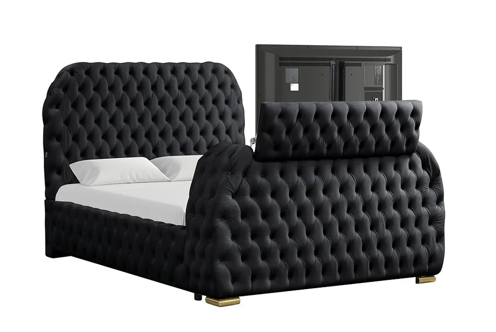 B8010 ROYAL BLACK BED AVAILABLE IN QUEEN AND KING SIZES