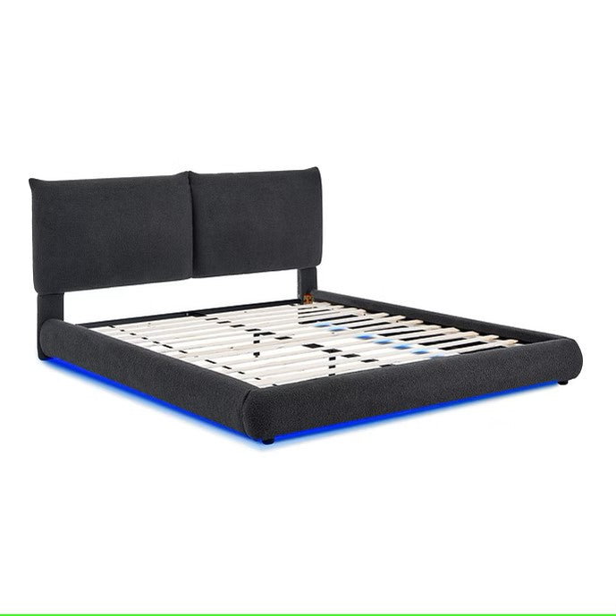 B200 ZIMA GREY PLATFORM BED WITH LED LIGHTS AVAILABLE IN QUEEN AND KING SIZES