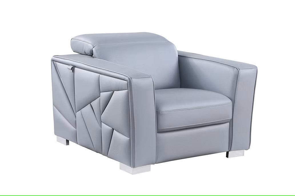 MI-1240 ASTRA LIGHT BLUE ITALIAN LEATHER LIVING ROOM SET AVAILABLE AS 2 PIECE OR 3 PIECE SET