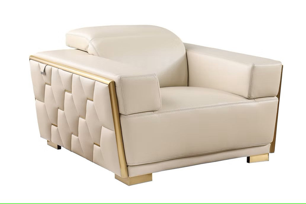 MI-1245 HEXOR BEIGE ITALIAN LEATHER LIVING ROOM SET AVAILABLE AS 2 PIECE OR 3 PIECE SET