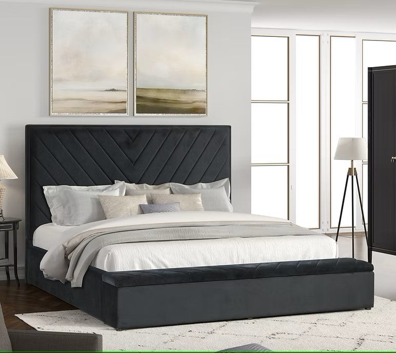B8012 MIO BLACK BED WITH STORAGE AVAILABLE IN FULL QUEEN AND KING SIZES