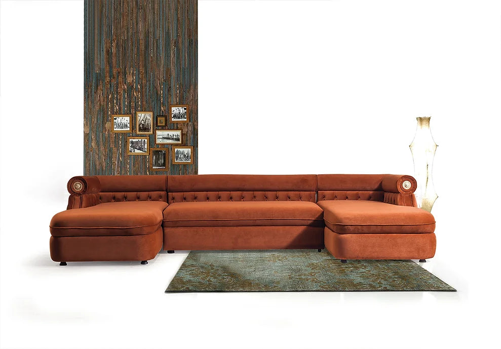 BROOKLYN SECTIONAL ORANGE WITH OTTOMAN