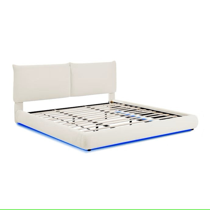 B200 ZIMA WHITE PLATFORM BED WITH LED LIGHTS AVAILABLE IN QUEEN AND KING SIZES