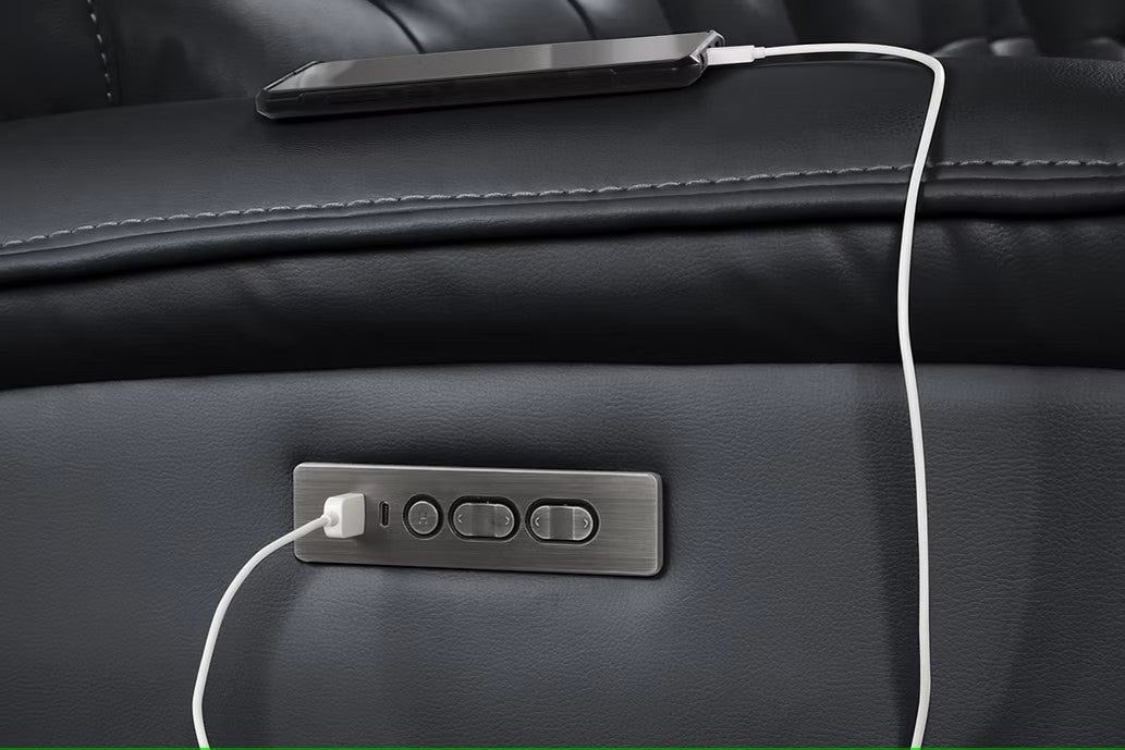 S8900 STARLIGHT BLACK POWER SECTIONAL WITH ADJUSTABLE HEAD