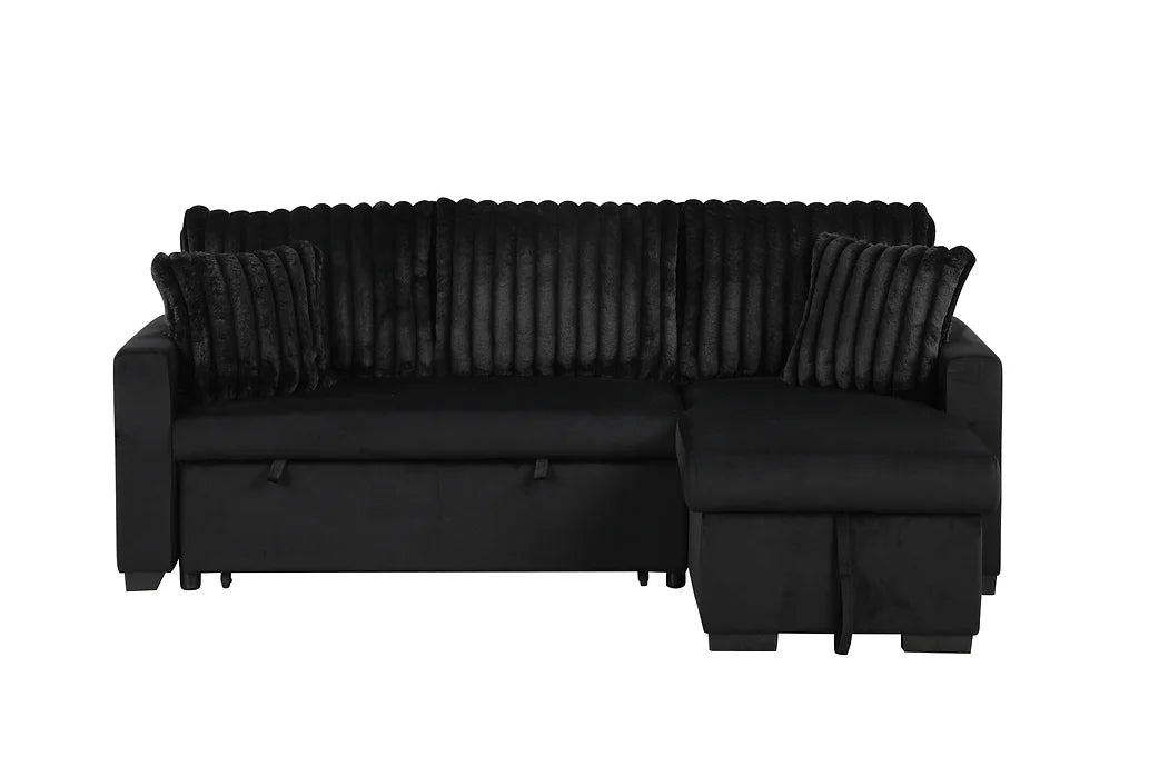 S8670 NORI BLACK SECTIONAL WITH PULL-OUT BED AND STORAGE CHAISE