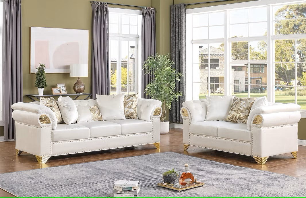 S3600 EMMA CREAM LIVING ROOM SET AVAILABLE AS 2 PIECE OR 3 PIECE SET