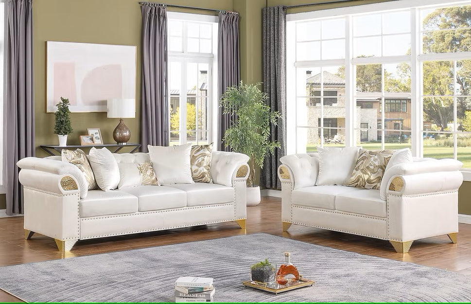 S3600 EMMA CREAM LIVING ROOM SET AVAILABLE AS 2 PIECE OR 3 PIECE SET