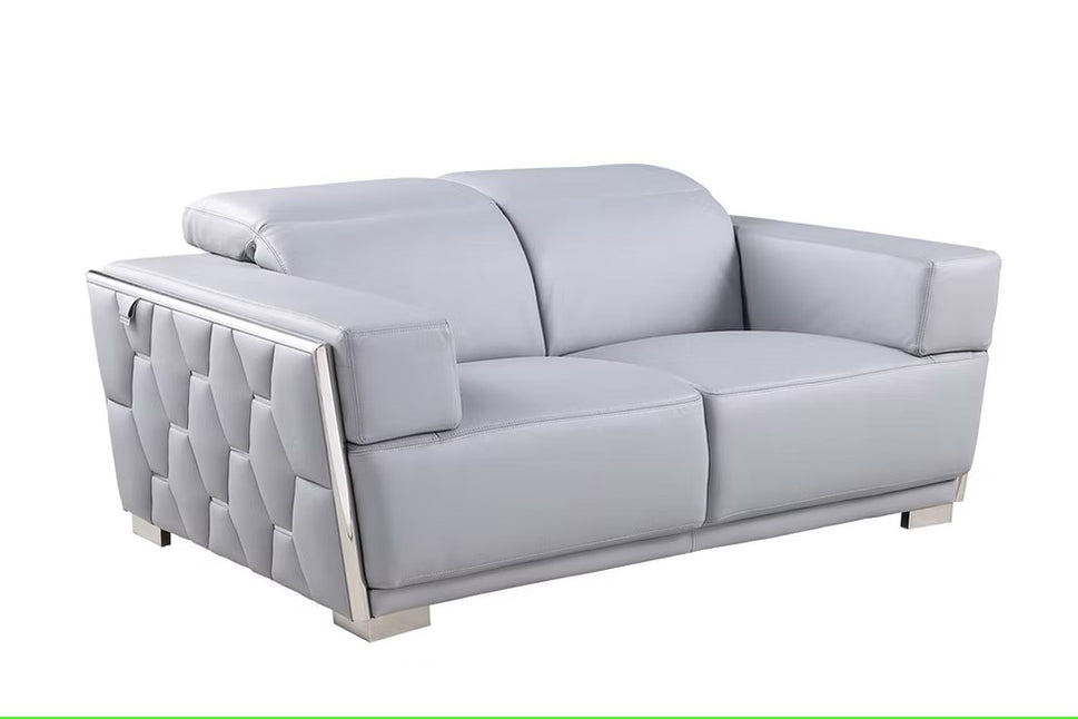 MI-1245 HEXOR LIGHT BLUE ITALIAN LEATHER LIVING ROOM SET AVAILABLE AS 2 PIECE OR 3 PIECE SET