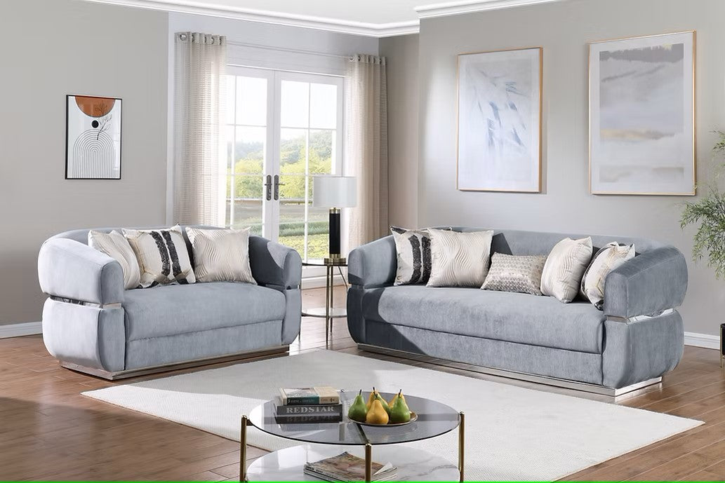 S3500 CARMELA GREY LIVING ROOM SET AVAILABLE AS 2 PIECE OR 3 PIECE SET