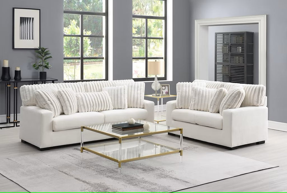 S1800 TARRA IVORY LIVING ROOM SET AVAILABLE AS 2 PIECE OR 3 PIECE SET