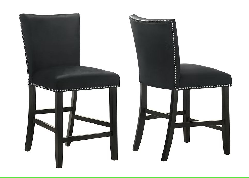 D1236 VALENTINO BLACK 7 PC DINING SET INCLUDES REAL MARBLE TOP TABLE WITH 6 CHAIRS