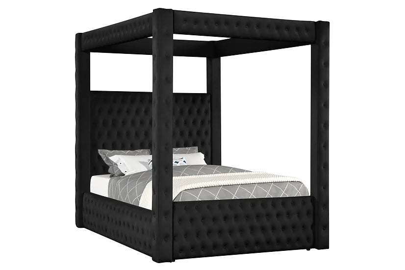 B8013 MANSION BLACK BED PLATFORM BED AVAILABLE IN QUEEN AND KING SIZES