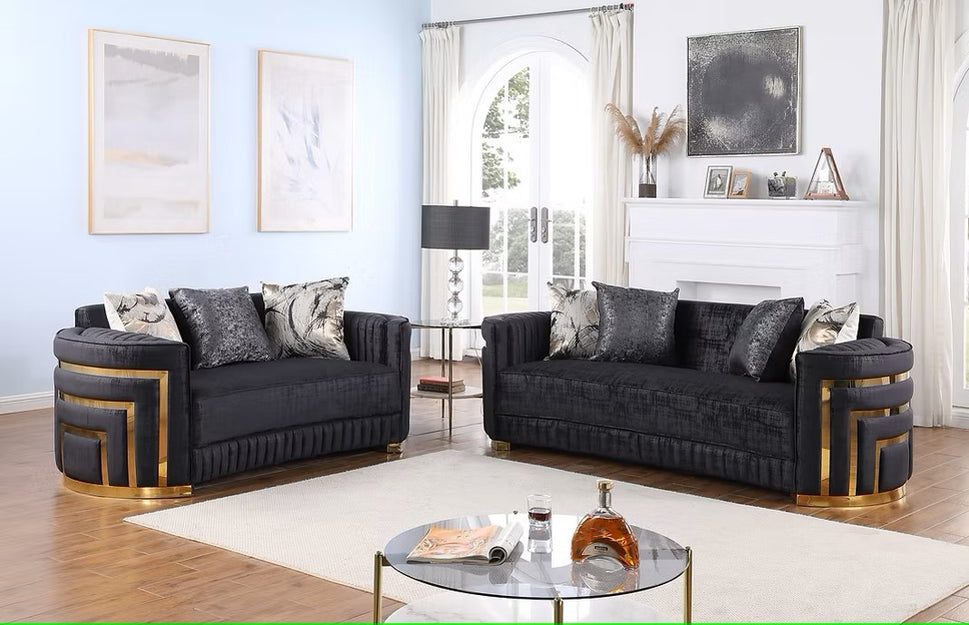 S3300 MINERVA BLACK LIVING ROOM SET AVAILABLE AS 2 PIECE OR 3 PIECE SET