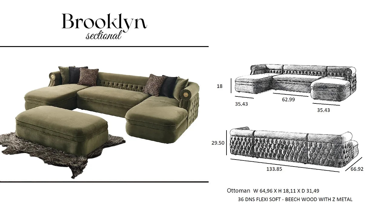 BROOKLYN SECTIONAL GREY WITH OTTOMAN