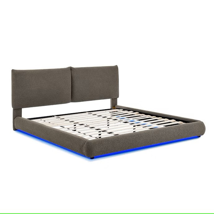 B200 ZIMA BROWN PLATFORM BED WITH LED LIGHTS AVAILABLE IN QUEEN AND KING SIZES