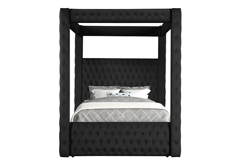 B8013 MANSION BLACK BED PLATFORM BED AVAILABLE IN QUEEN AND KING SIZES