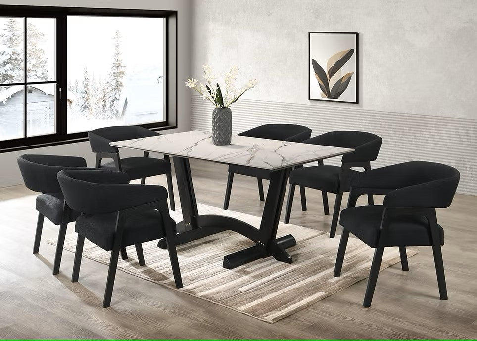 D1401 NAVA WHITE 7 PC DINING SET INCLUDES TABLE WITH 6 CHAIRS