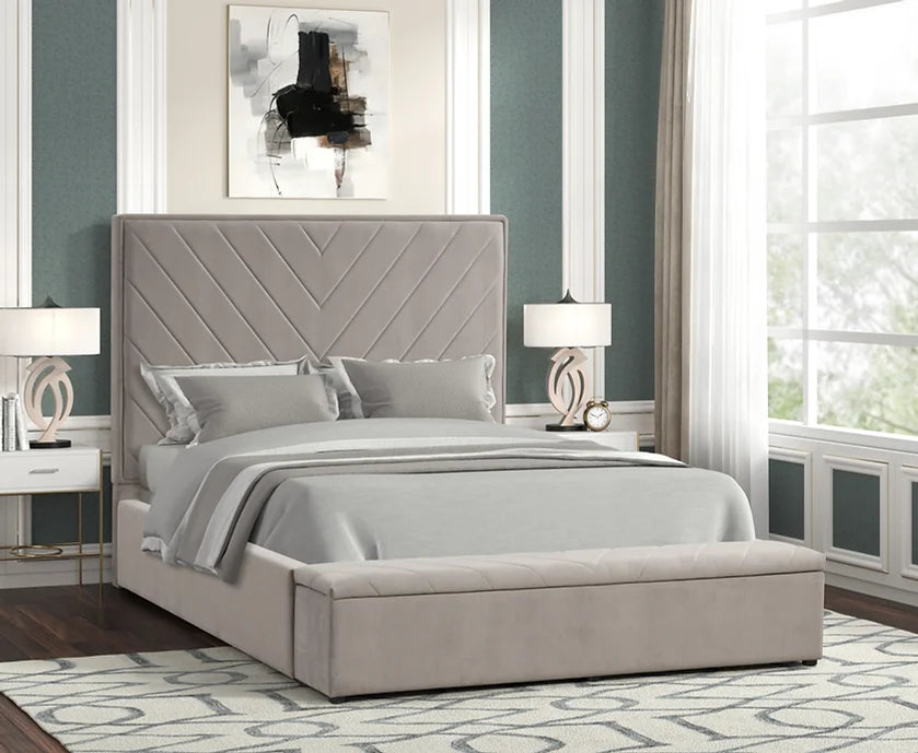 B8012 MIO GREY BED WITH STORAGE AVAILABLE IN FULL QUEEN AND KING SIZES