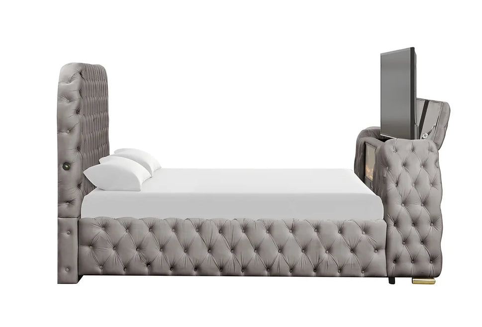 B8010 ROYAL GREY BED AVAILABLE IN QUEEN AND KING SIZES