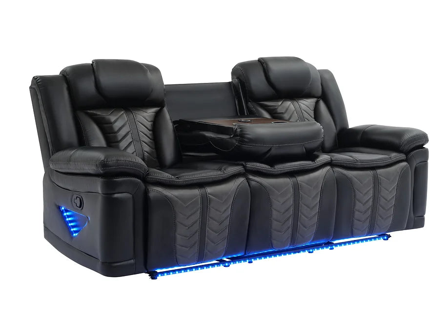 S2024 PRIME TIME 2 PC BLACK RECLINING SET