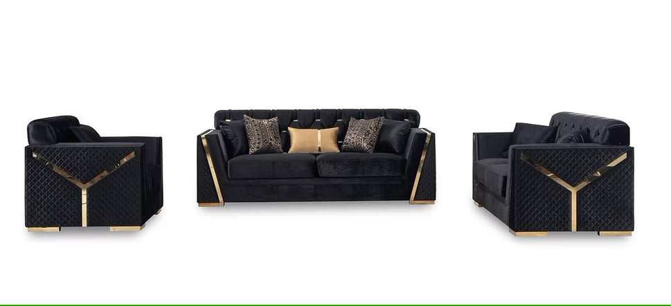 S2401 HILENA BLACK LIVING ROOM SET AVAILABLE AS 2 PIECE OR 3 PIECE SET
