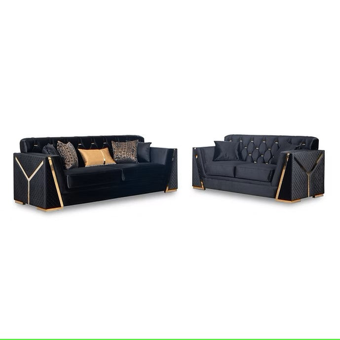 S2401 HILENA BLACK LIVING ROOM SET AVAILABLE AS 2 PIECE OR 3 PIECE SET
