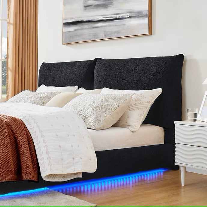 B200 ZIMA BLACK PLATFORM BED WITH LED LIGHTS AVAILABLE IN QUEEN AND KING SIZES