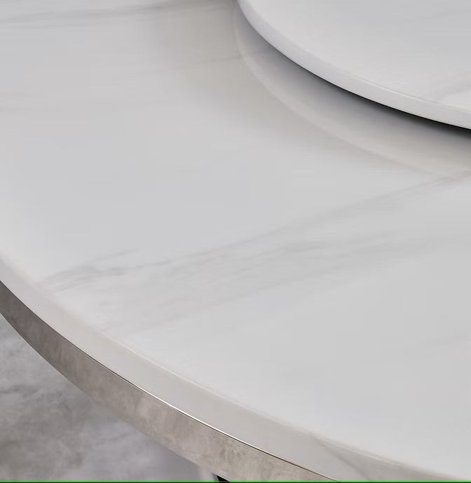 D605 UNICO (WHITE/CHROME) ROUND TABLE