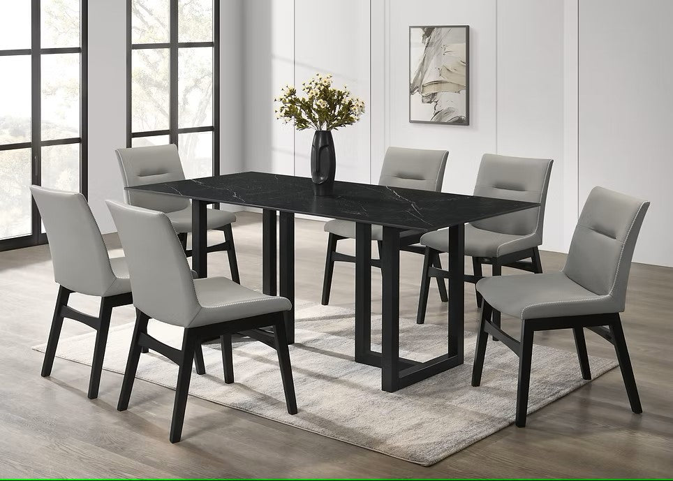 D1475 FARRIN BLACK 7 PC DINING SET INCLUDES TABLE WITH 6 CHAIRS