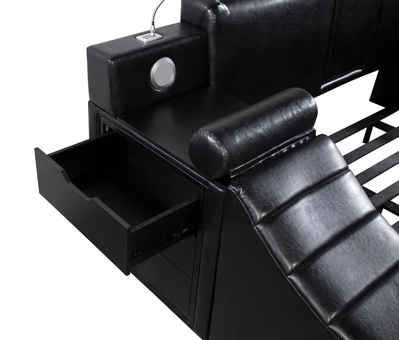 B420 APOLLO BLACK BED WITH STORAGE AND USB CHARGER AVAILABLE IN QUEEN AND KING SIZES