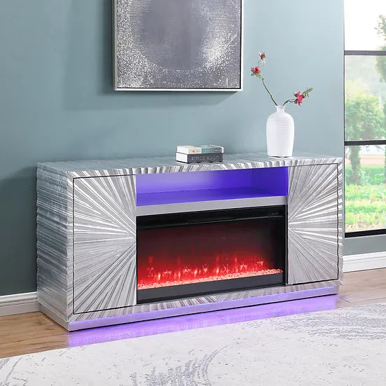 A-F06 SELENE SILVER LEAF FIREPLACE