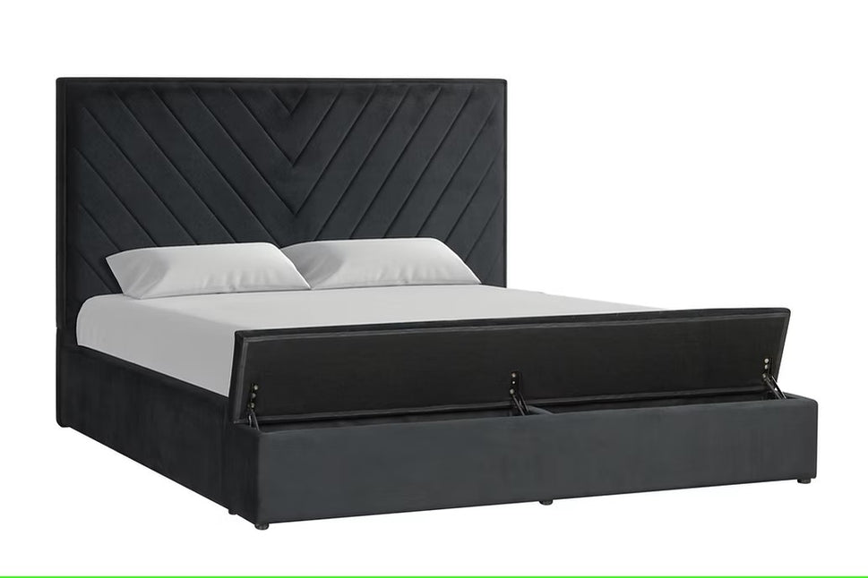 B8012 MIO BLACK BED WITH STORAGE AVAILABLE IN FULL QUEEN AND KING SIZES