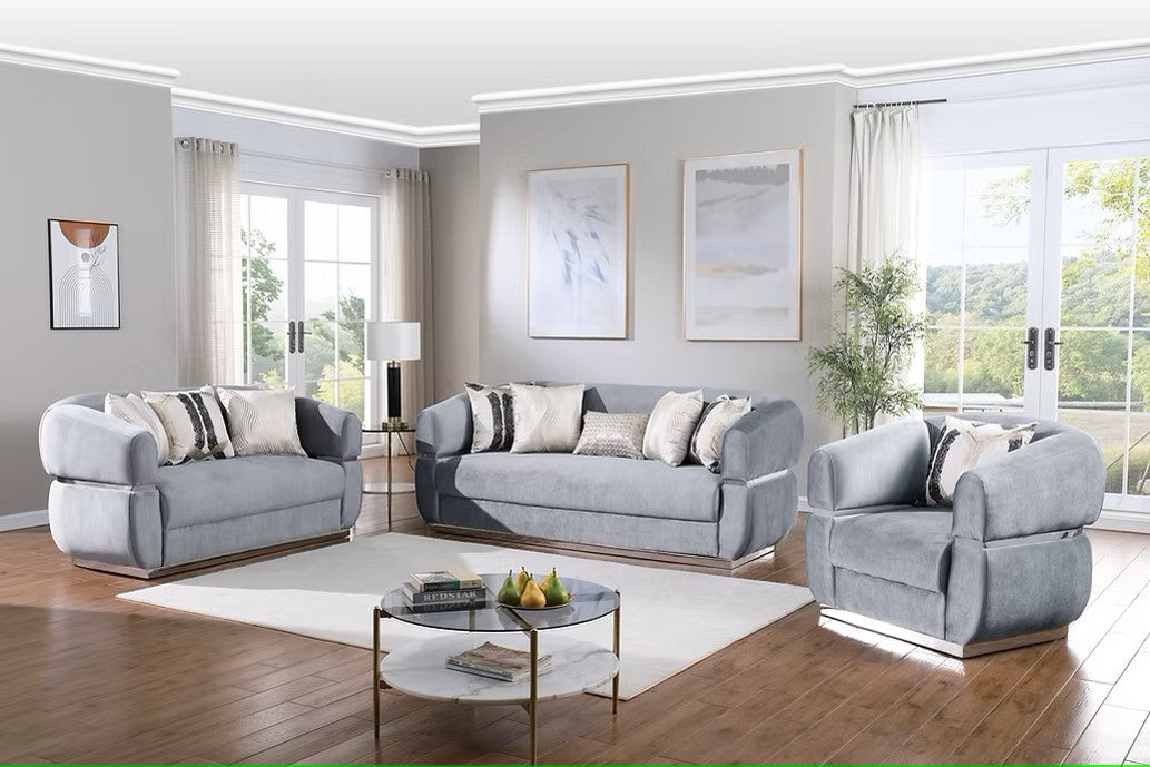 S3500 CARMELA GREY LIVING ROOM SET AVAILABLE AS 2 PIECE OR 3 PIECE SET