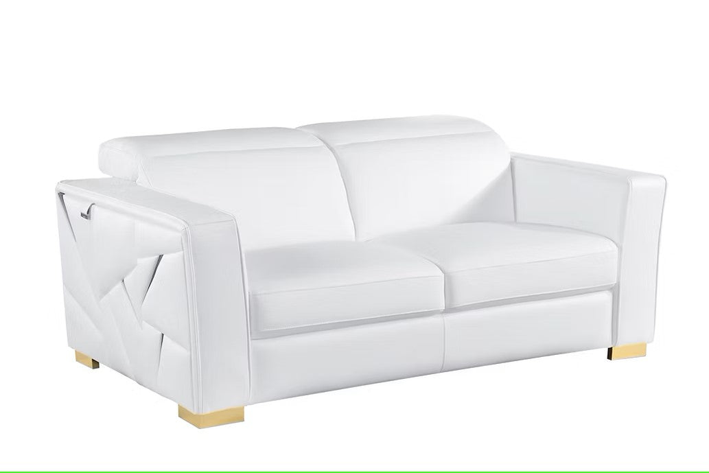 MI-1240 ASTRA WHITE ITALIAN LEATHER LIVING ROOM SET AVAILABLE AS 2 PIECE OR 3 PIECE SET