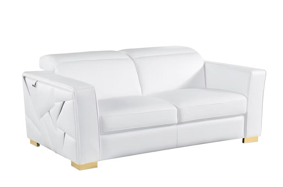 MI-1240 ASTRA WHITE ITALIAN LEATHER LIVING ROOM SET AVAILABLE AS 2 PIECE OR 3 PIECE SET