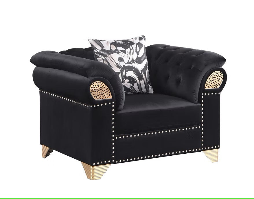 S3600 EMMA BLACK LIVING ROOM SET AVAILABLE AS 2 PIECE OR 3 PIECE SET