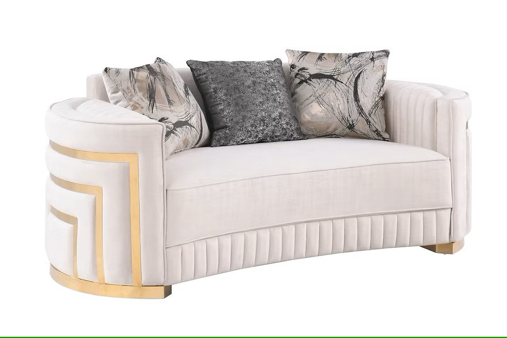 S3300 MINERVA CREAM LIVING ROOM SET AVAILABLE AS 2 PIECE OR 3 PIECE SET