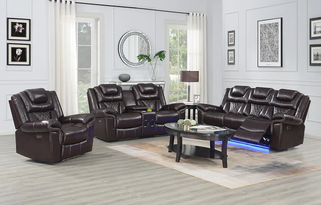 S2020 PARTY TIME 2 PC BROWN RECLINING SET