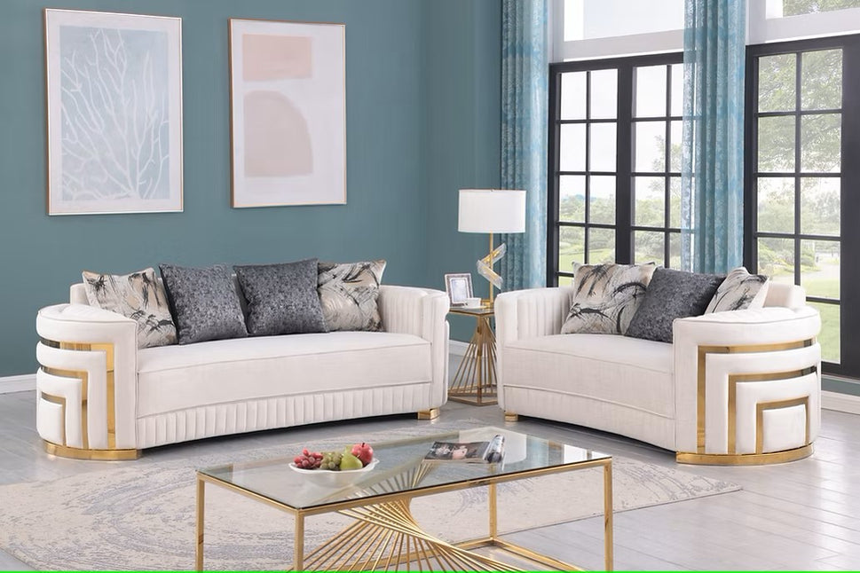 S3300 MINERVA CREAM LIVING ROOM SET AVAILABLE AS 2 PIECE OR 3 PIECE SET